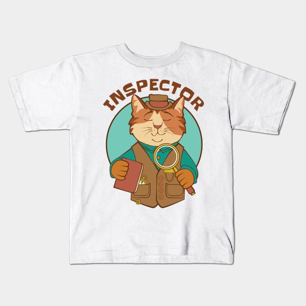 Inspector Cat Kids T-Shirt by Sue Cervenka